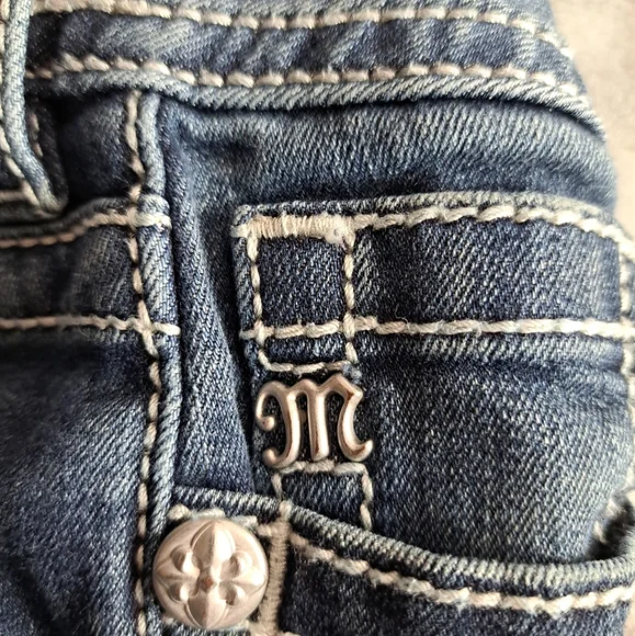 Miss Me Jeans Womens Standard Skinny Straight Leg Mid Rise Blue Sz 27 Inseam 28 - Picture 6 of 15